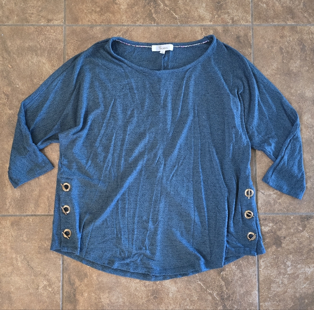 Blue Teal | 89TH+MADISON | Gold Detailed 3/4 Sleeve